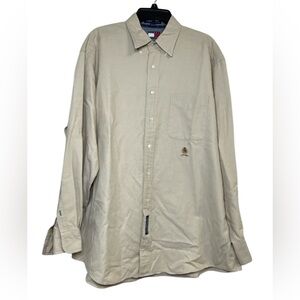 Tommy Hilfiger tan button down lion crest shirt xl